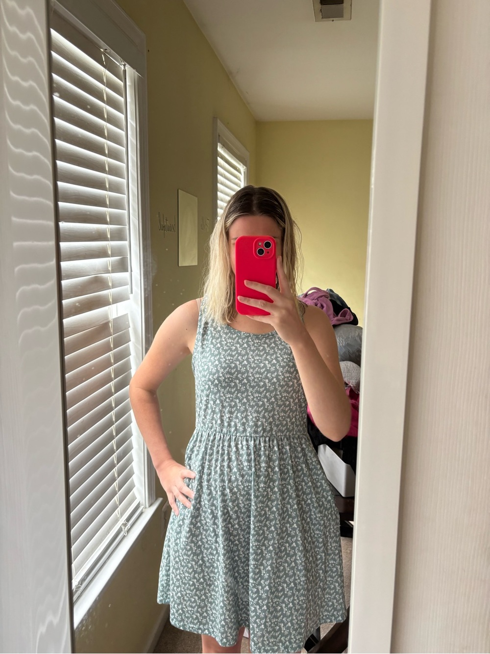 Amazon Sage Green Floral Sleeveless Midi Dress